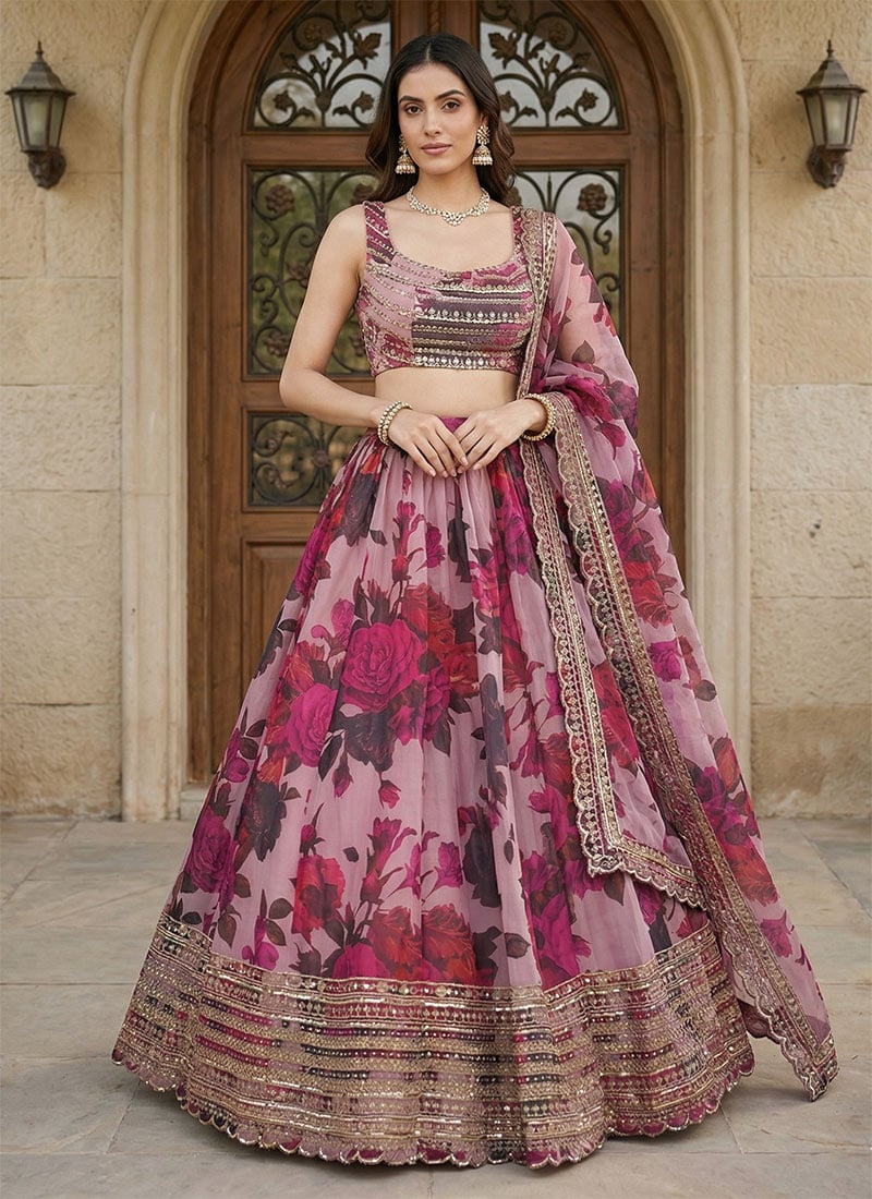 Purple Organza Gota-Work Lehenga