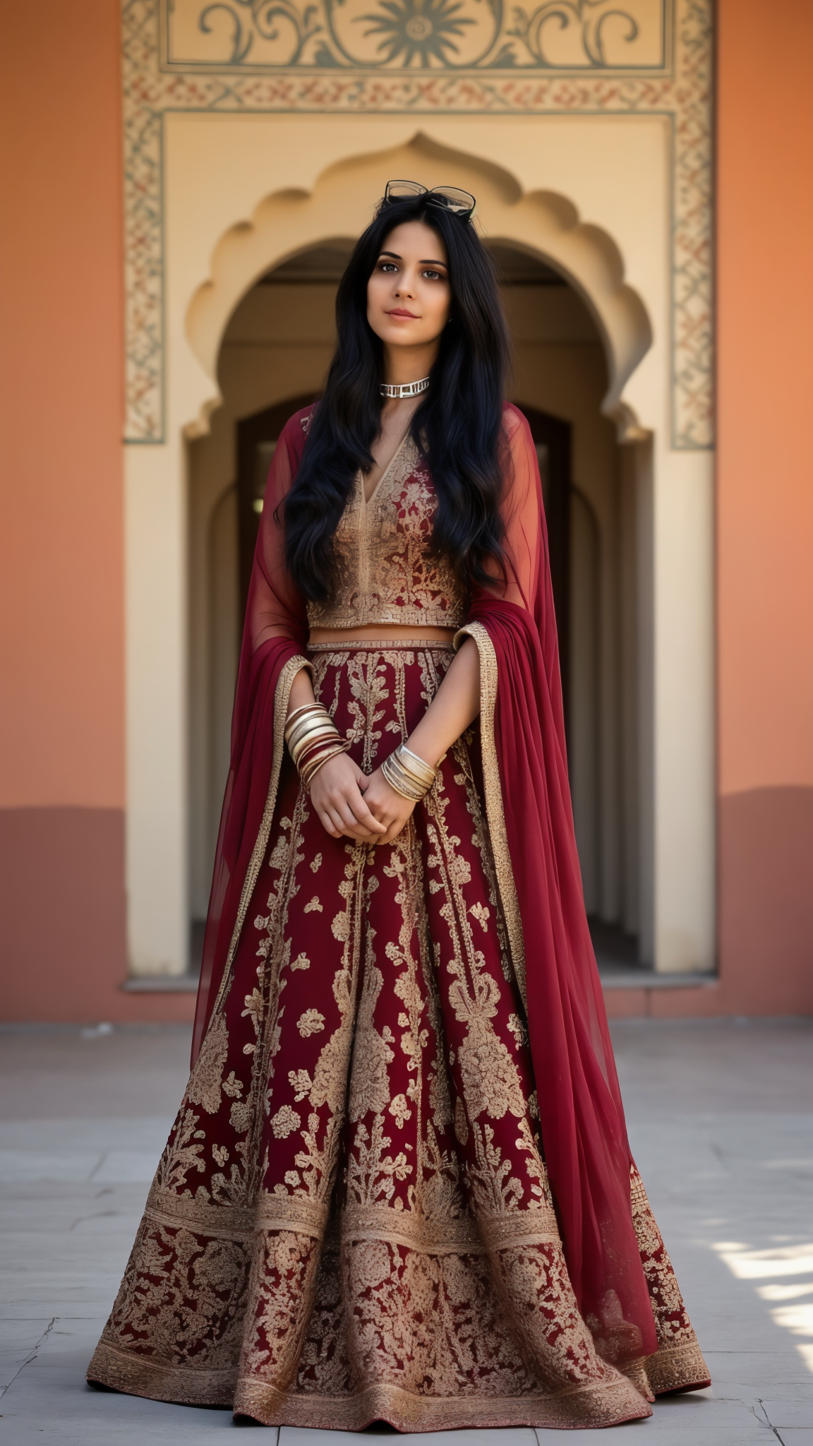 Maroon Anarkali Bridal Gown