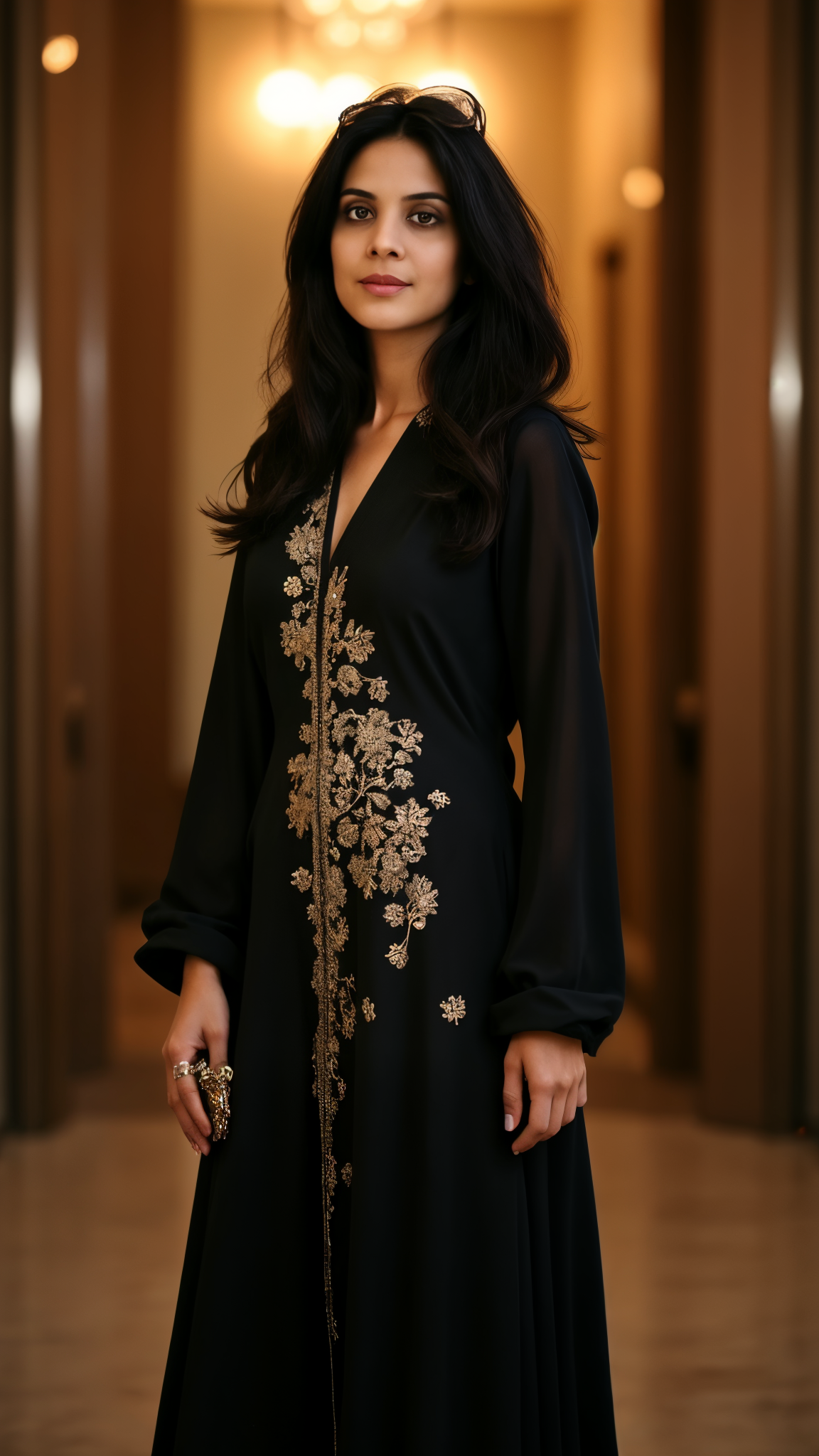 Black & Gold Evening Kaftan