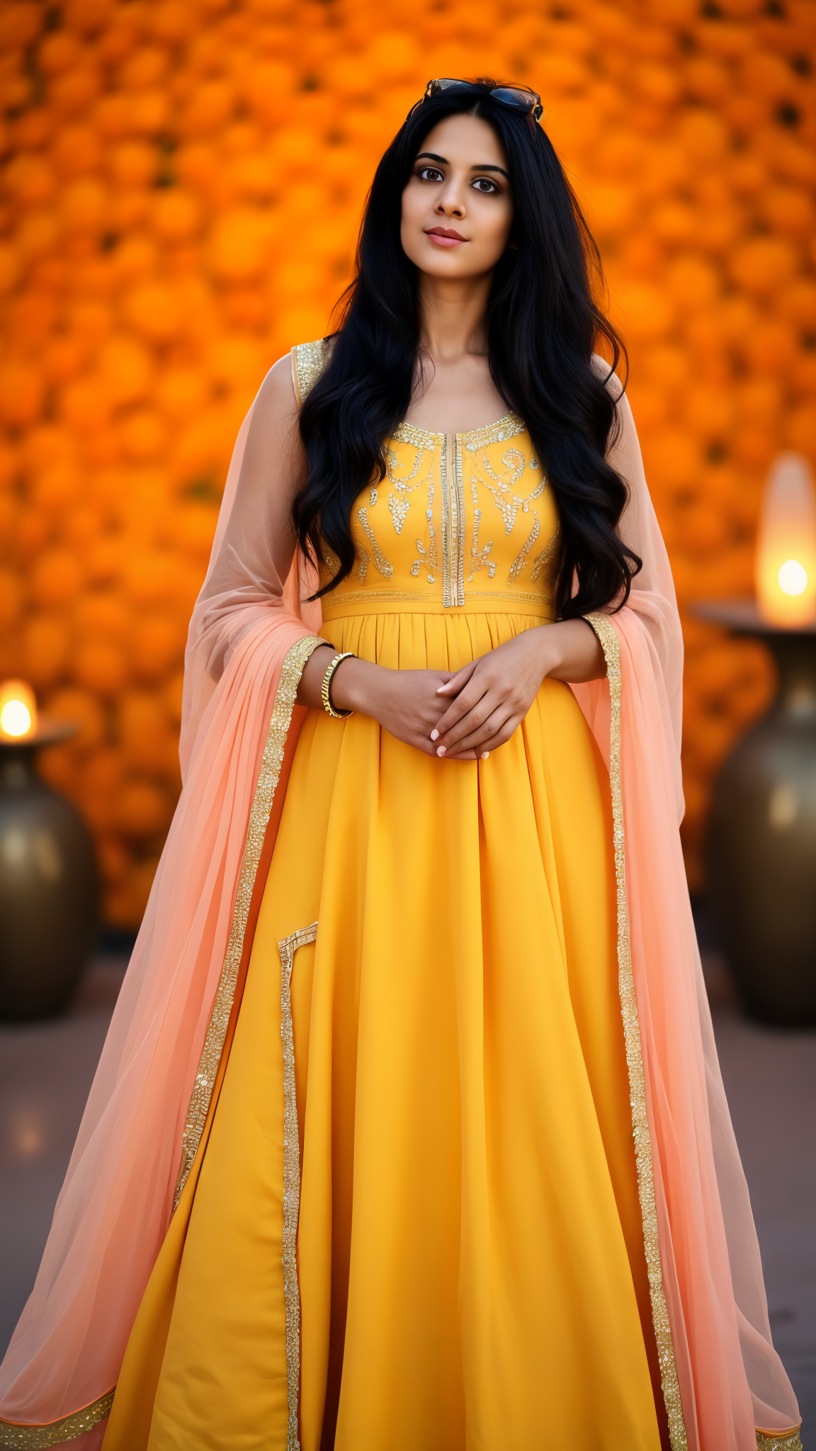 Saffron Anarkali Set