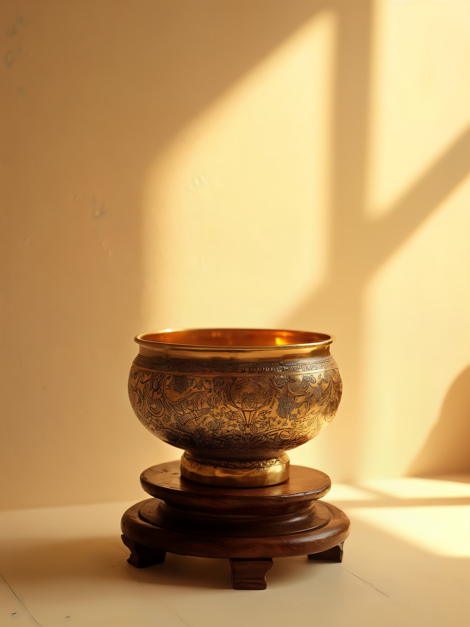 Hand-Engraved Brass Urli Bowl