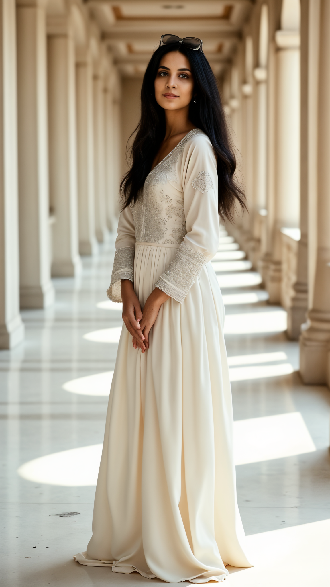 Pearl White Silk Kaftan